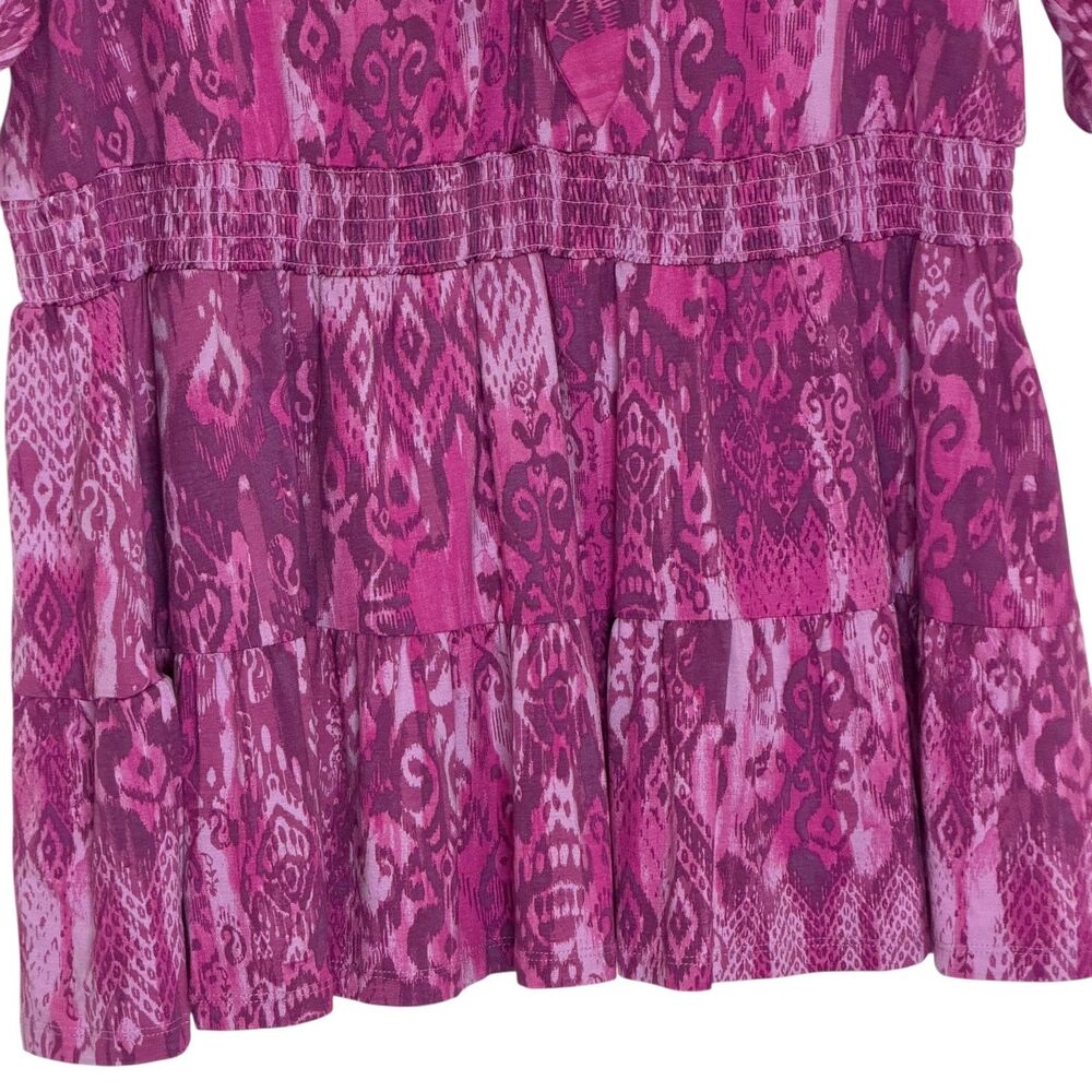 Torrid Super Soft Tie Front Babydoll Top Smocked Blouse Shirt Pink 1 US 1X - Picture 8 of 12